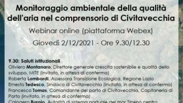 Monitoraggio ambientale della qualità dell'aria nel comprensorio di Civitavecchia